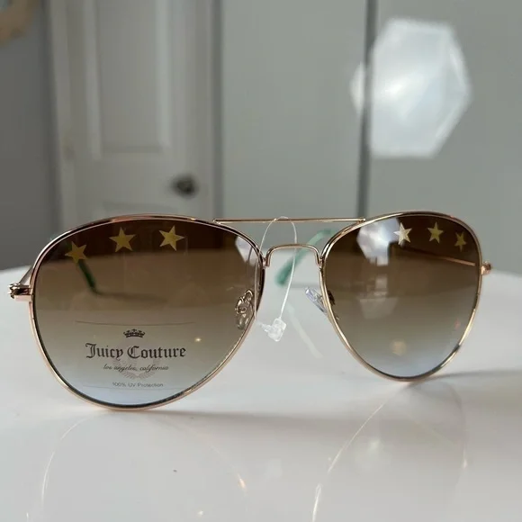 Juicy Couture Star Aviator Gold & Teal Sunglasses NWOT - Picture 7 of 12